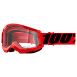 100% Strata 2 Goggle Red Frame/Clear Lens